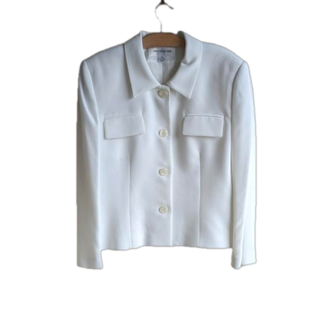 Vintage NWT White Blazer Cropped Wedding Size 14